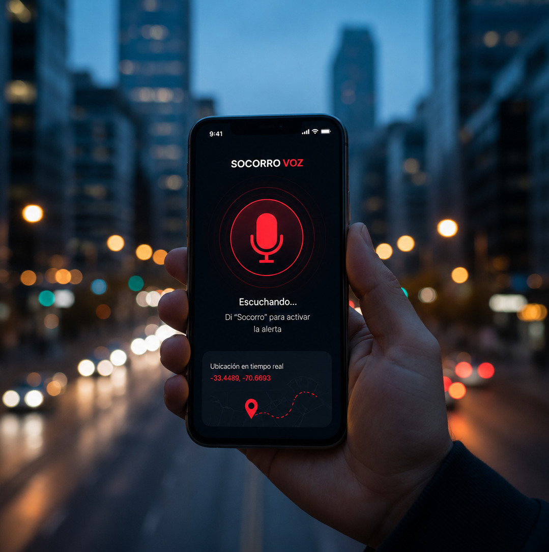 Aplicación Socorro Voz funcionando en smartphone